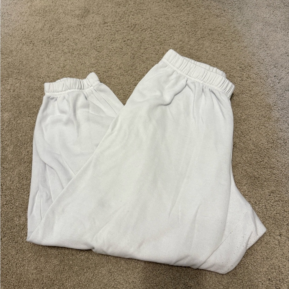 H&M White Jogger Sweatpants with Elastic Waist